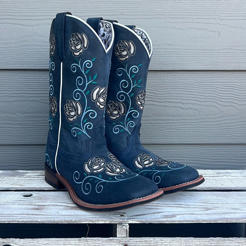 Women's Laredo Willow Leather Boots Navy Size 9.5